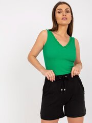 зеленый базовый топ в рубчик с кружевом rue paris цена и информация | Женские блузки, рубашки | 220.lv