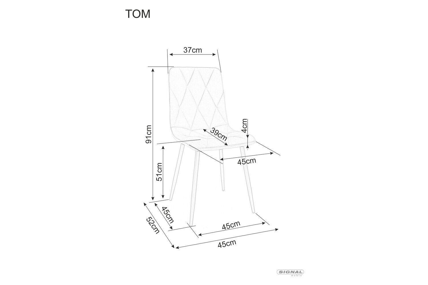 4-u ēdamistabas krēslu komplekts Signal Tom Velvet, pelēks/melns цена и информация | Virtuves un ēdamistabas krēsli | 220.lv