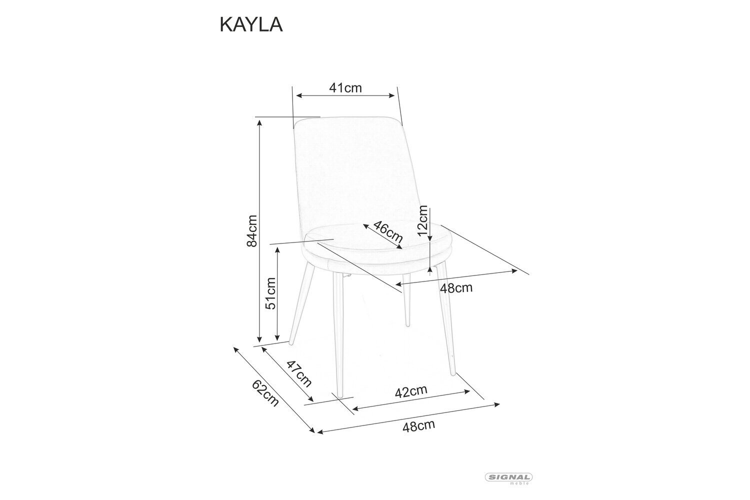 4-u ēdamistabas krēslu komplekts Signal Kayla Velvet, melns cena un informācija | Virtuves un ēdamistabas krēsli | 220.lv