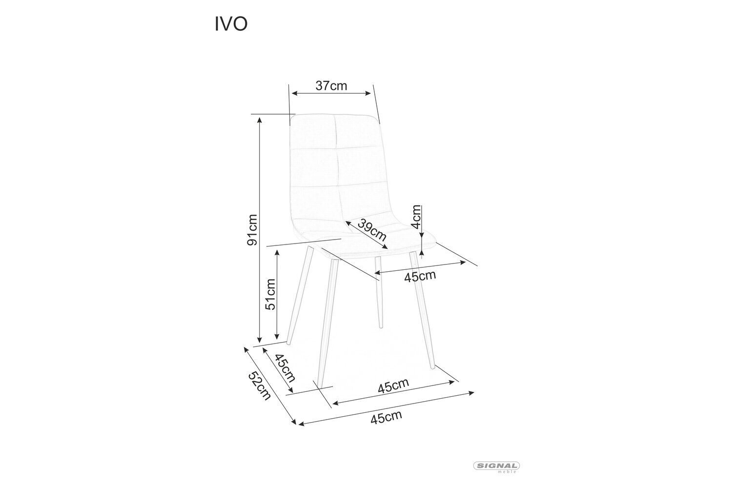 4-u ēdamistabas krēslu komplekts Signal Ivo Velvet, melns цена и информация | Virtuves un ēdamistabas krēsli | 220.lv