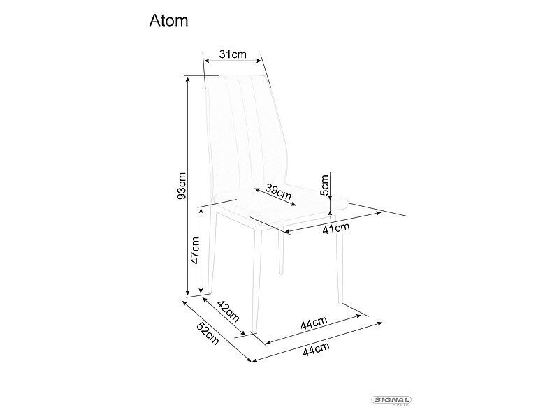 4-u ēdamistabas krēslu komplekts Signal Atom Velvet, pelēks/melns cena un informācija | Virtuves un ēdamistabas krēsli | 220.lv