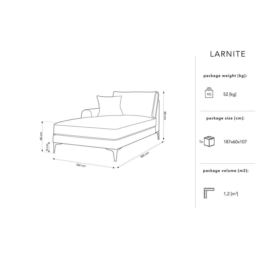 Kušete Micadoni Home Larnite 1S-VR, gaiši pelēka/melna cena un informācija | Dīvāni | 220.lv