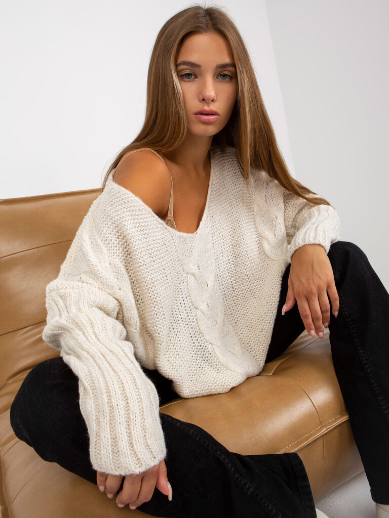 Džemperis sievietēm Och Bella, balts cena un informācija | Sieviešu džemperi | 220.lv