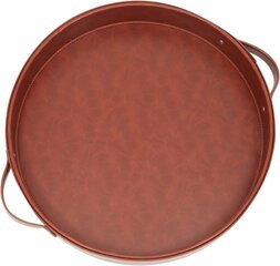 Круглый кожаный поднос Juvale, 37x5 см, коричневый цена и информация | Детали интерьера | 220.lv