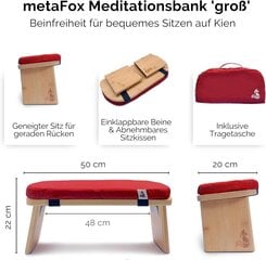 MetaFox meditācijas sols, bambuss, sarkans cena un informācija | Jogas preces | 220.lv