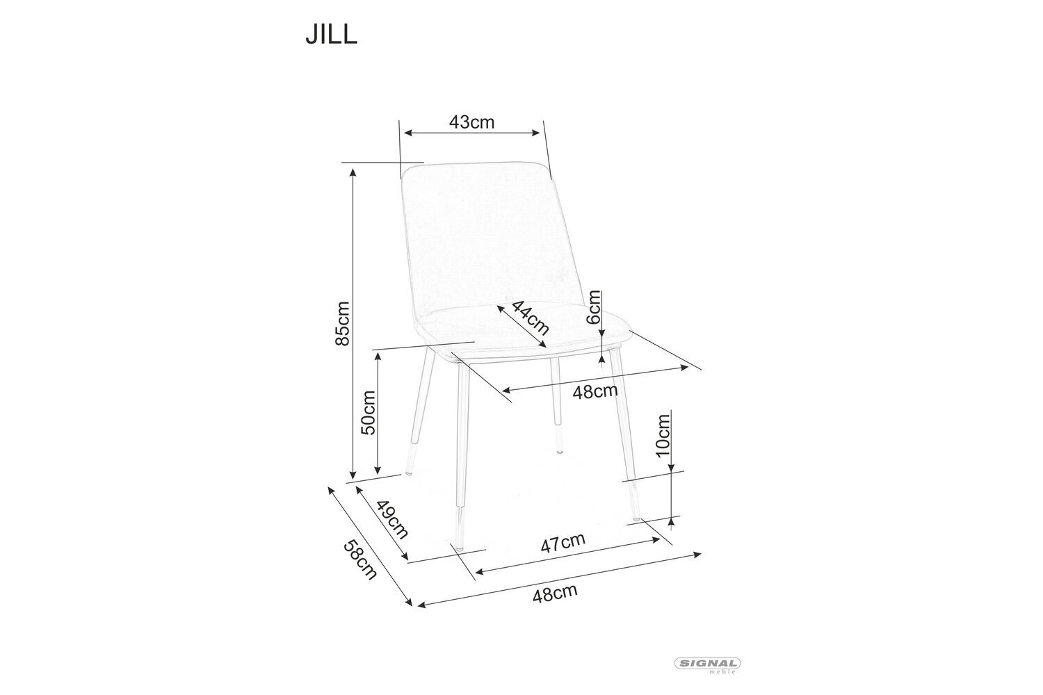4-u ēdamistabas krēslu komplekts Signal Jill Velvet, pelēks/melns cena un informācija | Virtuves un ēdamistabas krēsli | 220.lv