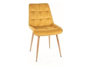 4-u ēdamistabas krēslu komplekts Signal Chic D Velvet, dzeltens/brūns cena un informācija | Virtuves un ēdamistabas krēsli | 220.lv