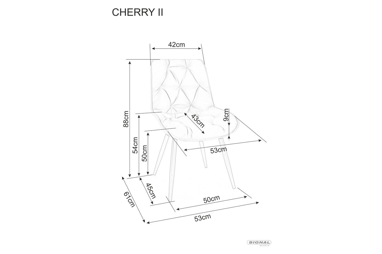4-u ēdamistabas krēslu komplekts Signal Cherry II Velvet, dzeltens/melns cena un informācija | Virtuves un ēdamistabas krēsli | 220.lv