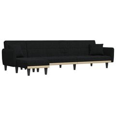 L-formas dīvāngulta, melna, 275x140x70 cm, audums cena un informācija | Dīvāni | 220.lv