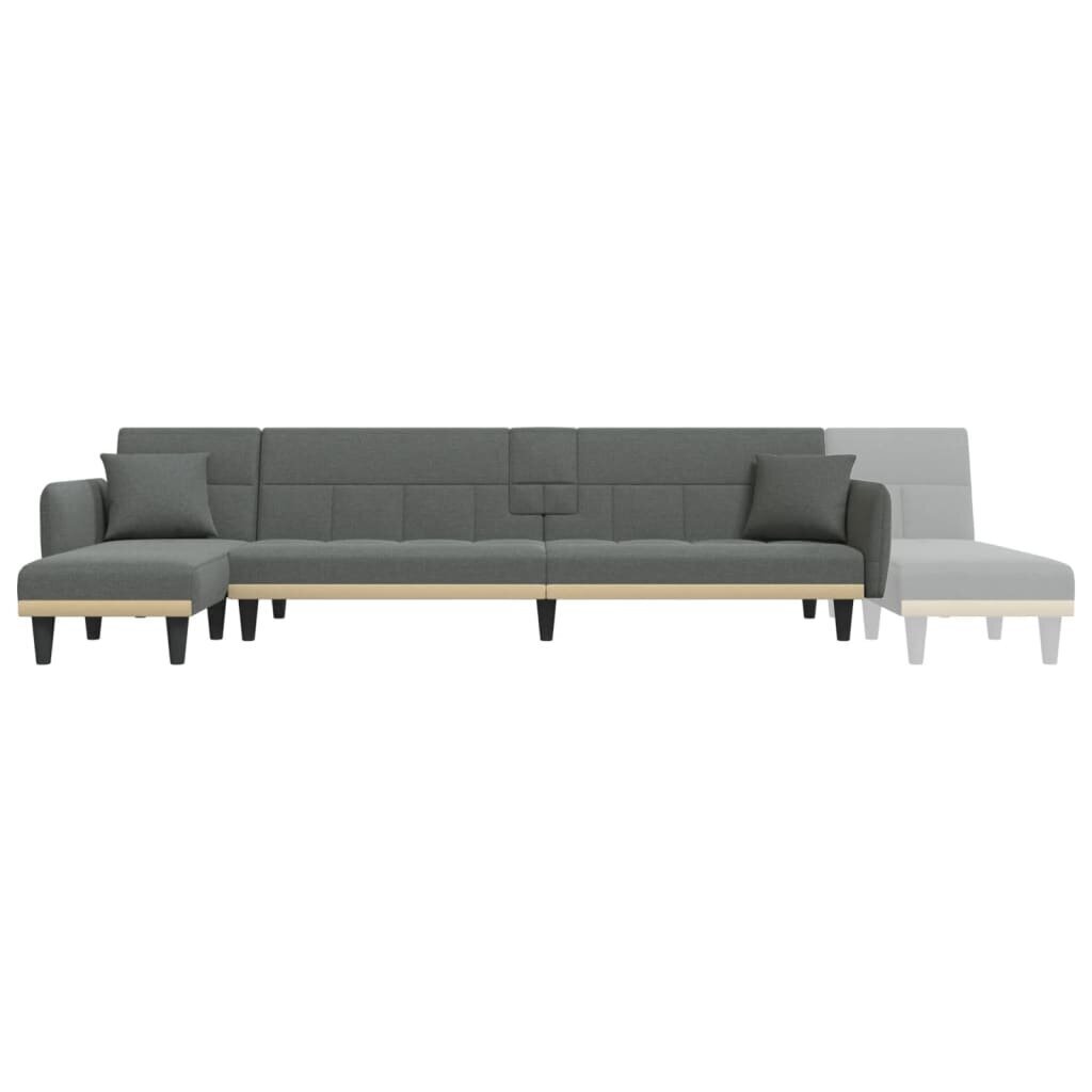 L-formas dīvāngulta, tumši pelēka, 275x140x70 cm, audums cena un informācija | Dīvāni | 220.lv