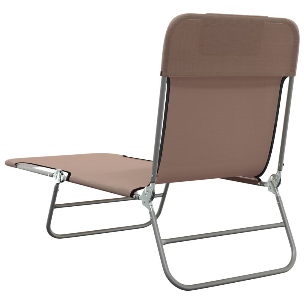 Saliekami sauļošanās krēsli, 2 gab., brūns tekstilēns, tērauds цена и информация | Sauļošanās krēsli | 220.lv