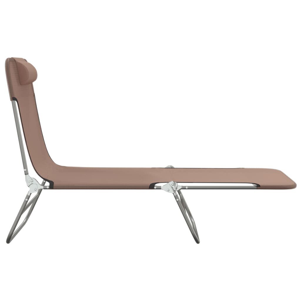Saliekami sauļošanās krēsli, 2 gab., brūns tekstilēns, tērauds cena un informācija | Sauļošanās krēsli | 220.lv