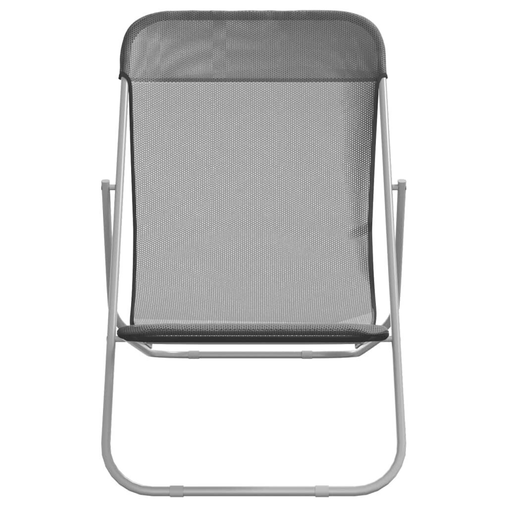 Saliekami sauļošanās krēsli, 2 gab., pelēks tekstilēns, tērauds цена и информация | Sauļošanās krēsli | 220.lv