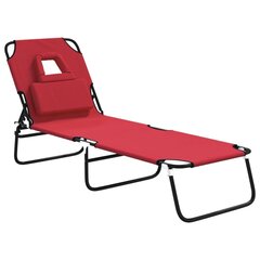 Sauļošanās krēsls, saliekams, sarkans audums, tērauds цена и информация | Шезлонги | 220.lv