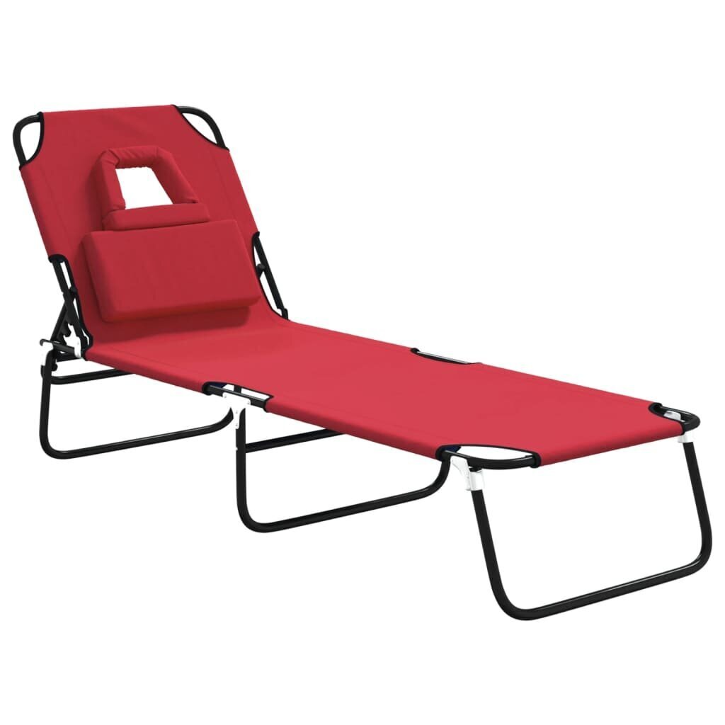 Sauļošanās krēsls, saliekams, sarkans audums, tērauds cena un informācija | Sauļošanās krēsli | 220.lv