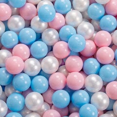KiddyMoon apaļais bumbiņu baseins Velvet bumbiņu baseins 90X30cm/200 bumbiņas, putuplasta samta bumbiņas baseina bērnu rotaļu bumbiņas, ražotas ES, melleņu zilā krāsā:Babyblue/Light Pink/Pearl cena un informācija | Rotaļlietas zīdaiņiem | 220.lv