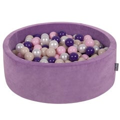 KiddyMoon Мягкая яма для мячей круглая 90X30 см/300 мячей, пенопластовый бархатный бассейн для детских игр, сделано в ЕС, лавандово-фиолетовый:белый/серый/мятный/светло-розовый цена и информация | Игрушки для малышей | 220.lv