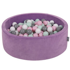 KiddyMoon Мягкая яма для мячей круглая 90X30 см/200 мячей, пенопластовый бархатный бассейн для детских игр, сделано в ЕС, лавандово-фиолетовый:белый/серый/мятный/светло-розовый цена и информация | Игрушки для малышей | 220.lv