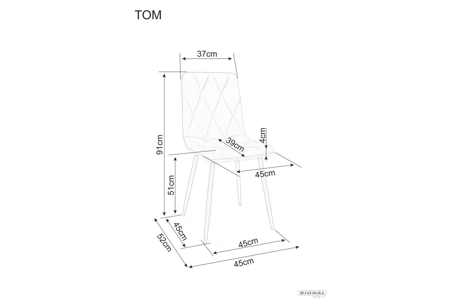 4-u ēdamistabas krēslu komplekts Signal Tom Velvet, smilškrāsas/melns cena un informācija | Virtuves un ēdamistabas krēsli | 220.lv