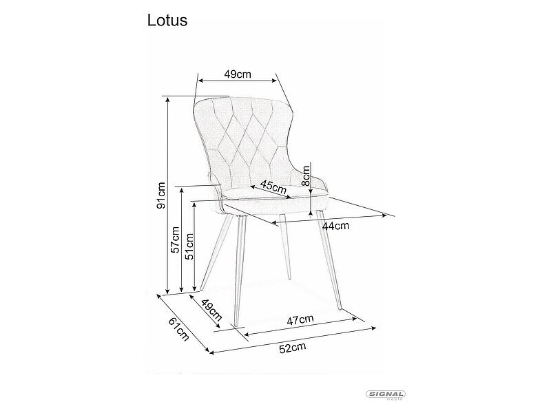 4-u ēdamistabas krēslu komplekts Signal Lotus Velvet, oranžs/melns cena un informācija | Virtuves un ēdamistabas krēsli | 220.lv