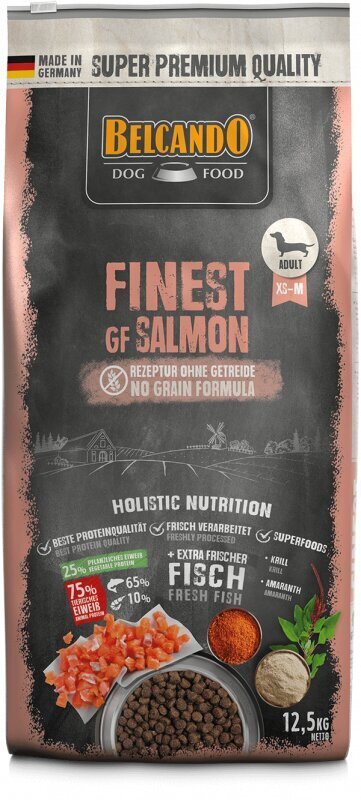 Belcando Finest GF Salmon mazu un vidēju šķirņu pieaugušiem suņiem ar lasi 12,5 kg цена и информация | Sausā barība suņiem | 220.lv