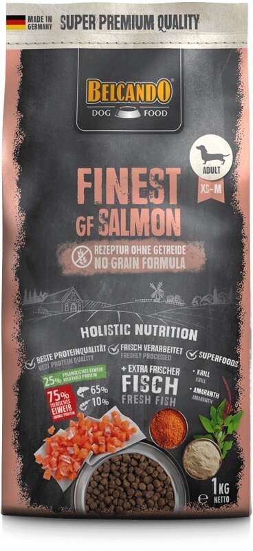Belcando Finest GF Salmon mazu un vidēju šķirņu pieaugušiem suņiem ar lasi 1 kg cena un informācija | Sausā barība suņiem | 220.lv