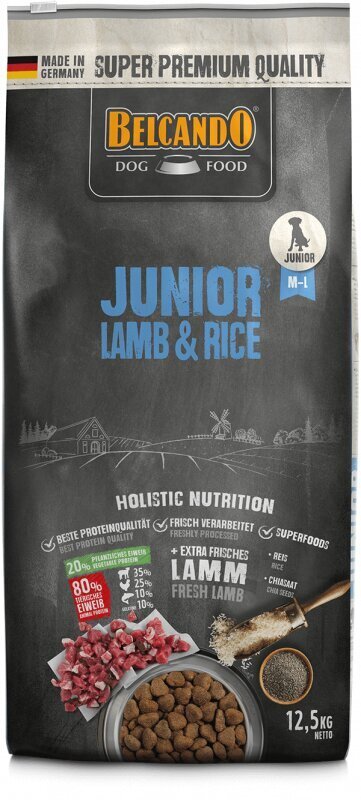 Belcando Junior Lamb & Rice visu šķirņu kucēniem no 4 mēnešiem 12,5 kg cena un informācija | Sausā barība suņiem | 220.lv