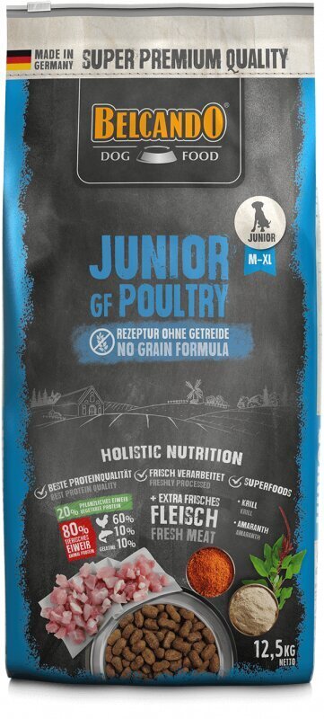 Belcando Junior GF Poultry vidējas un lielas šķirnes suņiem no 4 mēnešiem 12,5 kg cena un informācija | Sausā barība suņiem | 220.lv