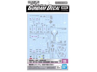 Bandai - Gundam Decal No.135 for Mobile Suit Gundam the Witch from Mercury Multiuse 3, 65083 cena un informācija | Aplikācijas, rotājumi, uzlīmes | 220.lv