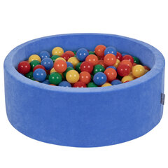KiddyMoon Мягкая яма для мячей круглая 90X30 см/200 мячей, пенопластовый бархатный бассейн для детских игр с мячами, сделано в ЕС, голубой, желтый/зеленый/синий/красный/оранжевый цена и информация | Игрушки для малышей | 220.lv