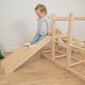 KiddyMoon koka rotaļu laukums ar slīdkalniņu, kāpšanas tornis ar alpīnistu mazuļiem, bērnistabai, Montessori, bēšs цена и информация | Rotaļlietas zīdaiņiem | 220.lv
