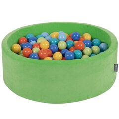 Мягкий круглый бассейн для мячей KiddyMoon, 90х30 см/300 шаров ∅ 7 см / 2.75InС, зеленый: темная бирюза/пастельный бежевый/серо-зеленый цена и информация | Игрушки для малышей | 220.lv