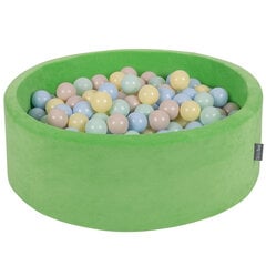 Мягкий круглый бассейн для мячей KiddyMoon, 90х30 см/300 шаров ∅ 7 см / 2.75InС, зеленый: темная бирюза/пастельный бежевый/серо-зеленый цена и информация | Игрушки для малышей | 220.lv