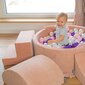 KiddyMoon rotaļu laukums Velvet, izgatavots no putām ar samta apaļu bumbiņu vannas bumbiņu bedrītes zīdaiņiem, vannas šķēršļu josla, ražots ES, muca/karote, tuksnešaini rozā krāsā cena un informācija | Rotaļlietas zīdaiņiem | 220.lv