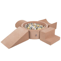 KiddyMoon rotaļu laukums no samta putām ar samta apaļajām bumbiņām vannas bumbiņu vannai (200 bumbiņas) + 5 bumbiņu bedrītes zīdaiņiem, ražots ES, tuksneša rozā: pasteļbēšs/zaļš цена и информация | Игрушки для малышей | 220.lv