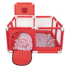 Selonis Rotaļu manēža ar grozu un 400 bumbiņām Rotaļu manēža bērniem, sarkana: pulverveida rozā/perlamutra/caurspīdīga cena un informācija | Rotaļlietas zīdaiņiem | 220.lv