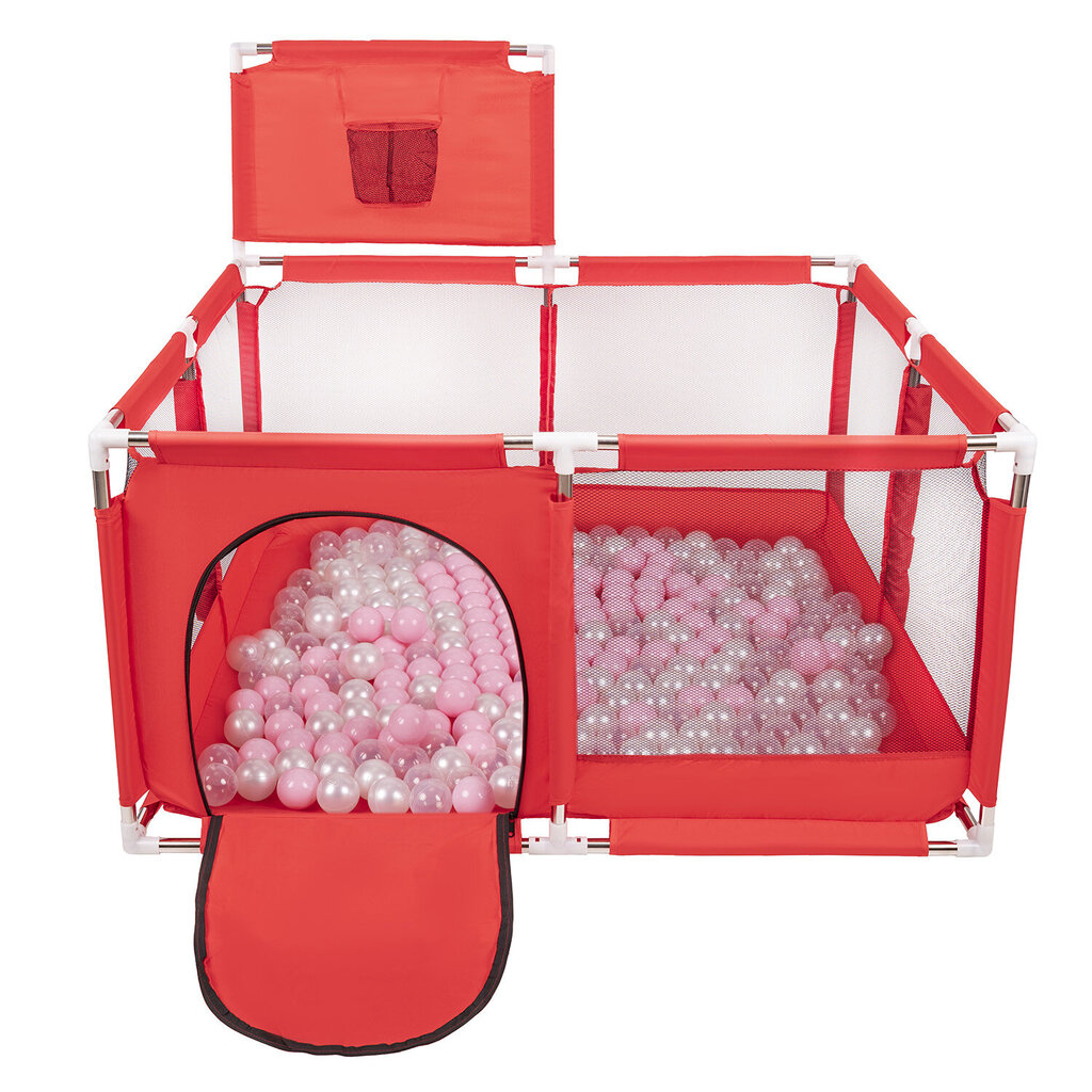 Selonis Rotaļu manēža ar grozu un 200 bumbiņām Rotaļu manēža bērniem, sarkana: pulverveida rozā/perlamutra/caurspīdīga cena un informācija | Rotaļlietas zīdaiņiem | 220.lv