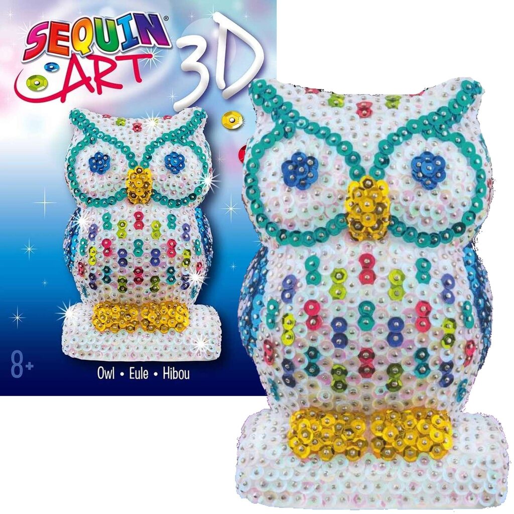 Radošais komplekts, figūra Sequin Owl цена и информация | Attīstošās rotaļlietas | 220.lv