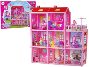 Rotaļlietu māja ar mēbelēm un piederumiem, Lean Toys, 156 el. cena un informācija | Rotaļlietas meitenēm | 220.lv