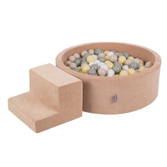 KiddyMoon rotaļu laukums Velvet, izgatavots no putām ar samta bumbiņām (100 bumbiņas) cena un informācija | Rotaļlietas zīdaiņiem | 220.lv