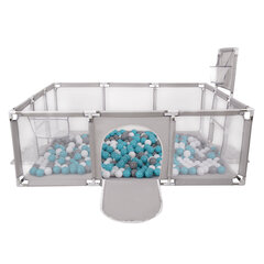Детский большой манеж с 900 мячами Selonis Playground, серый: серый/белый/бирюзовый цена и информация | Игрушки для малышей | 220.lv