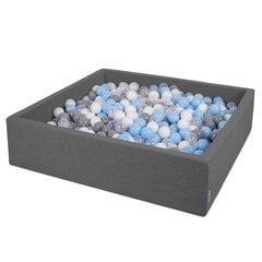 Квадратный бассейн с мячами KiddyMoon Square Ball Pool 120х30 см/200 шт. Ø 7 см, темно-серый: серый/белый/прозрачный/голубой, темно-серый: серый/белый/прозрачный/голубой цена и информация | Игрушки для малышей | 220.lv