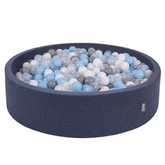 Круглый большой бассейн с цветными мячами KiddyMoon Ball Pool 120х30 см/300 шт., темно-синий: серый/белый/прозрачный/синий цена и информация | Игрушки для малышей | 220.lv