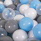 KiddyMoon 700 Ø 7Cm bērnu bumbiņas bumbiņas rotaļām ar bumbu vannai bērnu plastmasas bumbiņas, ražotas ES, pelēkas/baltas/caurspīdīgas/zilas krāsā cena un informācija | Rotaļlietas zīdaiņiem | 220.lv
