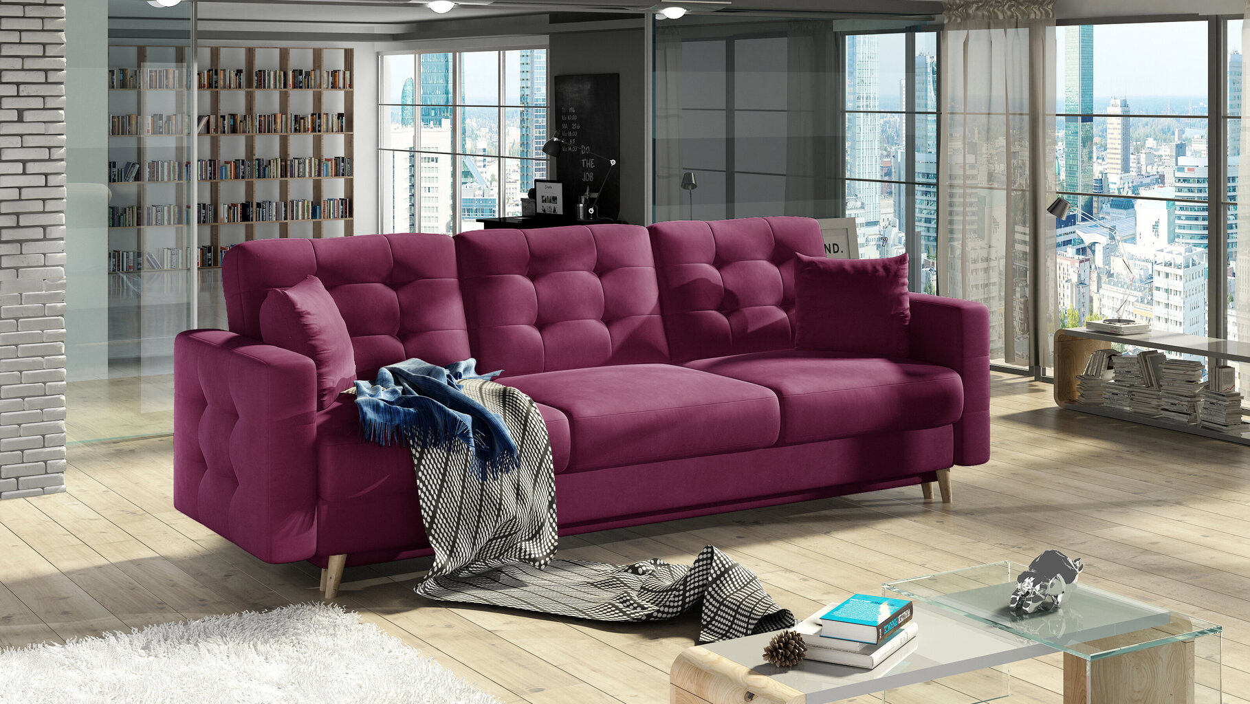 Dīvāns Asgard, 235x95x86 cm, violets cena un informācija | Dīvāni | 220.lv