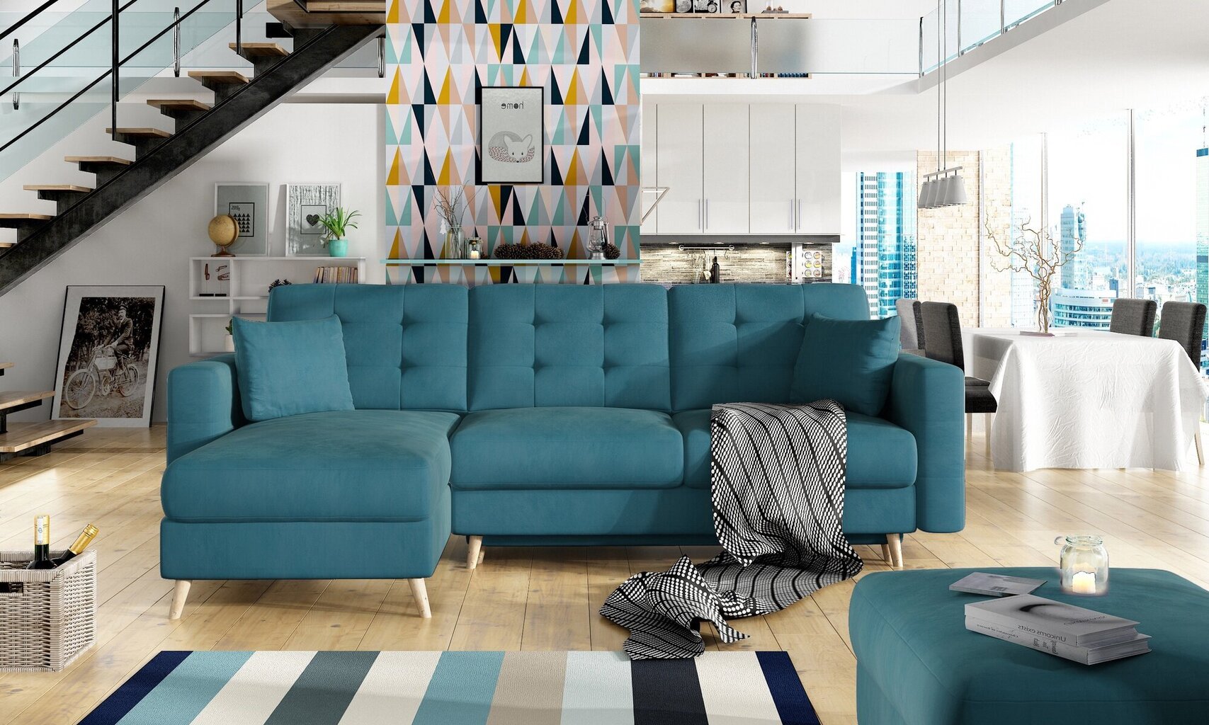 Universāls stūra dīvāns Asgard L, zaļš цена и информация | Stūra dīvāni | 220.lv