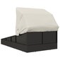 vidaXL sauļošanās gulta ar jumtu, 200x114x128 cm, melna PE rotangpalma цена и информация | Sauļošanās krēsli | 220.lv