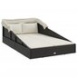 vidaXL sauļošanās gulta ar jumtu, 200x114x128 cm, melna PE rotangpalma цена и информация | Sauļošanās krēsli | 220.lv