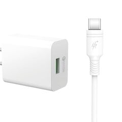 DCO U18 18W USB Ligzdas Ātrs Adaptīvs Lādētājs + USB-C 1m Vads Samsung Xiaomi Huawei Oppo Balts (OEM) cena un informācija | Lādētāji un adapteri | 220.lv