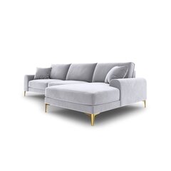 Stūra dīvāns Micadoni Home Larnite 5S-VR, gaiši pelēkas/zeltainas krāsas cena un informācija | Stūra dīvāni | 220.lv